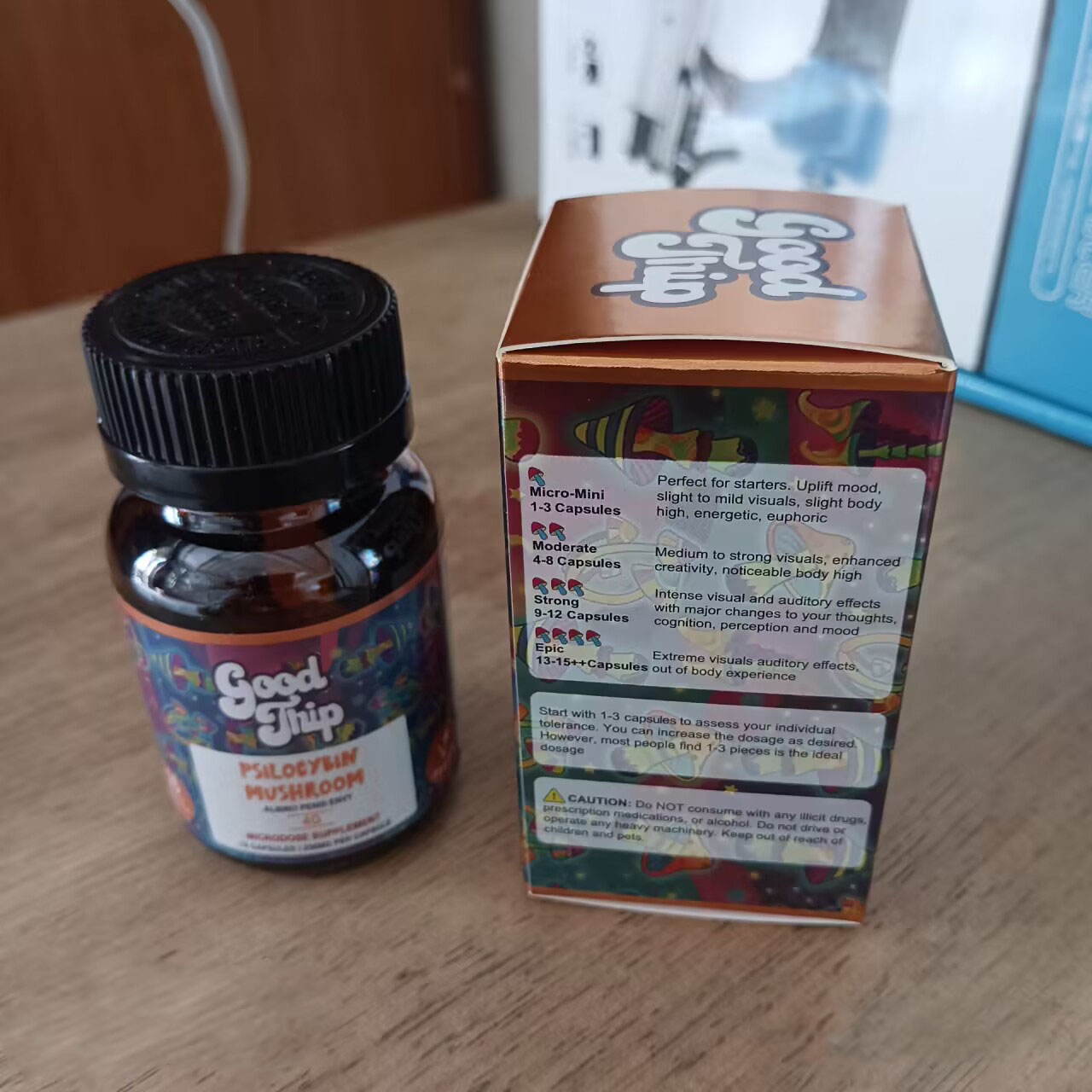 Empty Packing Good Trip 4g Psilocybin Mushroom Pills Vegan Capsules Bottle Empty Glass Jar