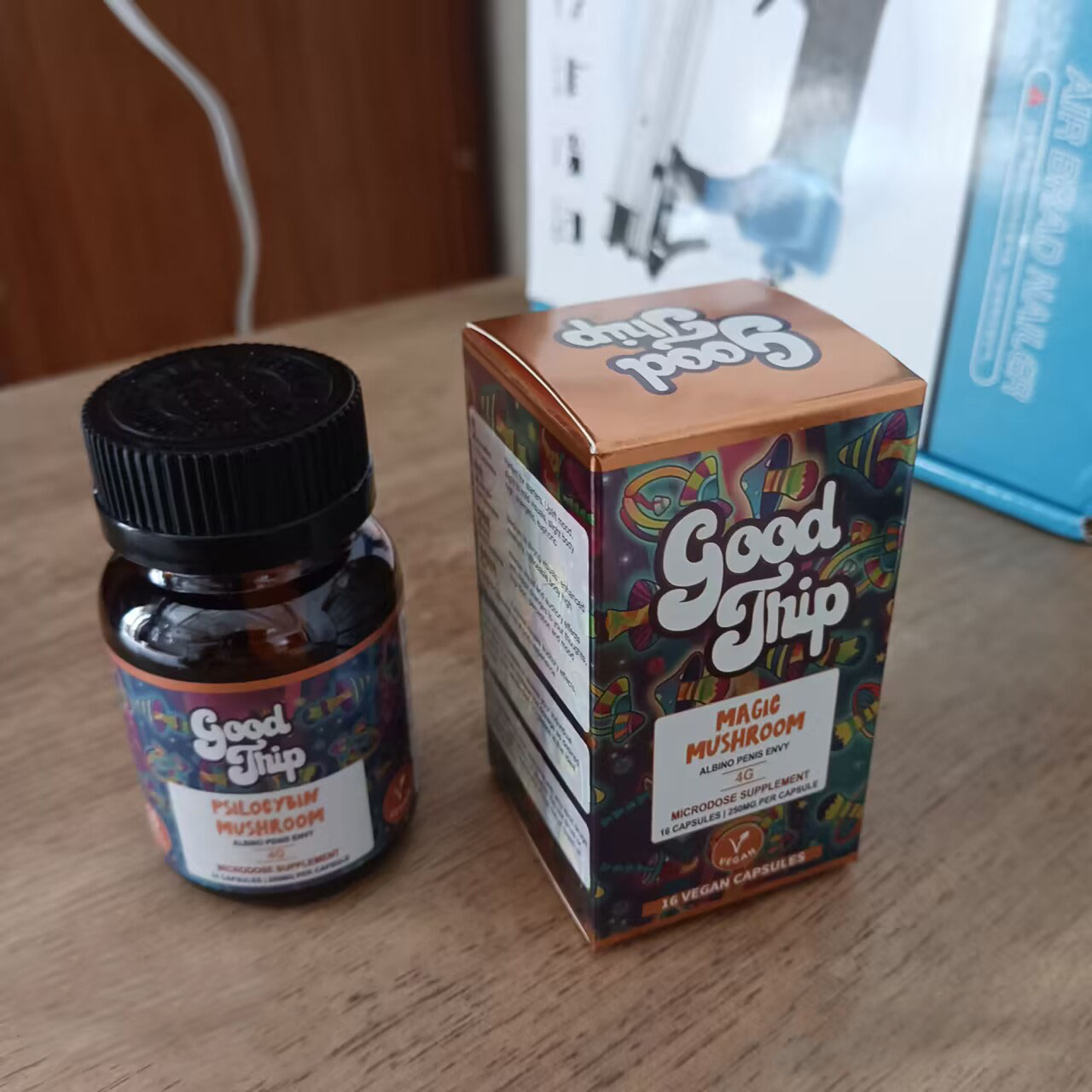 Empty Packing Good Trip 4g Psilocybin Mushroom Pills Vegan Capsules Bottle Empty Glass Jar