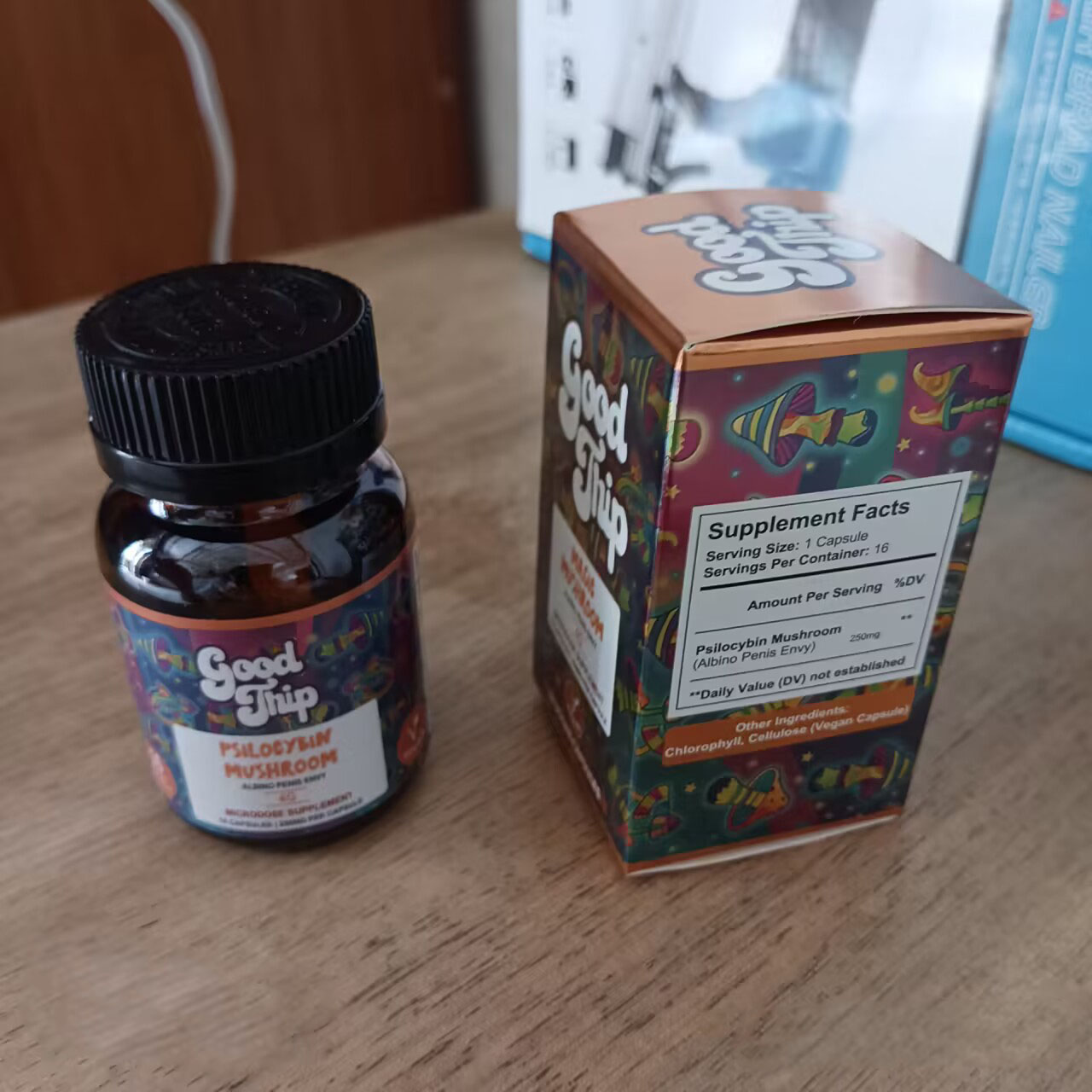 Empty Packing Good Trip 4g Psilocybin Mushroom Pills Vegan Capsules Bottle Empty Glass Jar