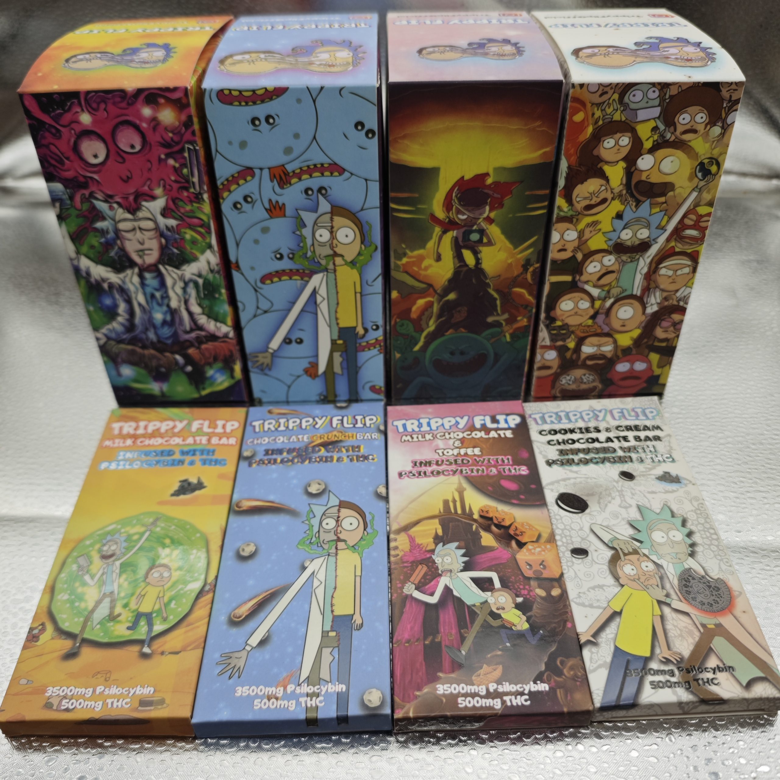Empty Packing 4 Flavors Trippy Flip 3500mg Psillocybin & 500mg THC Chocolate Boxes