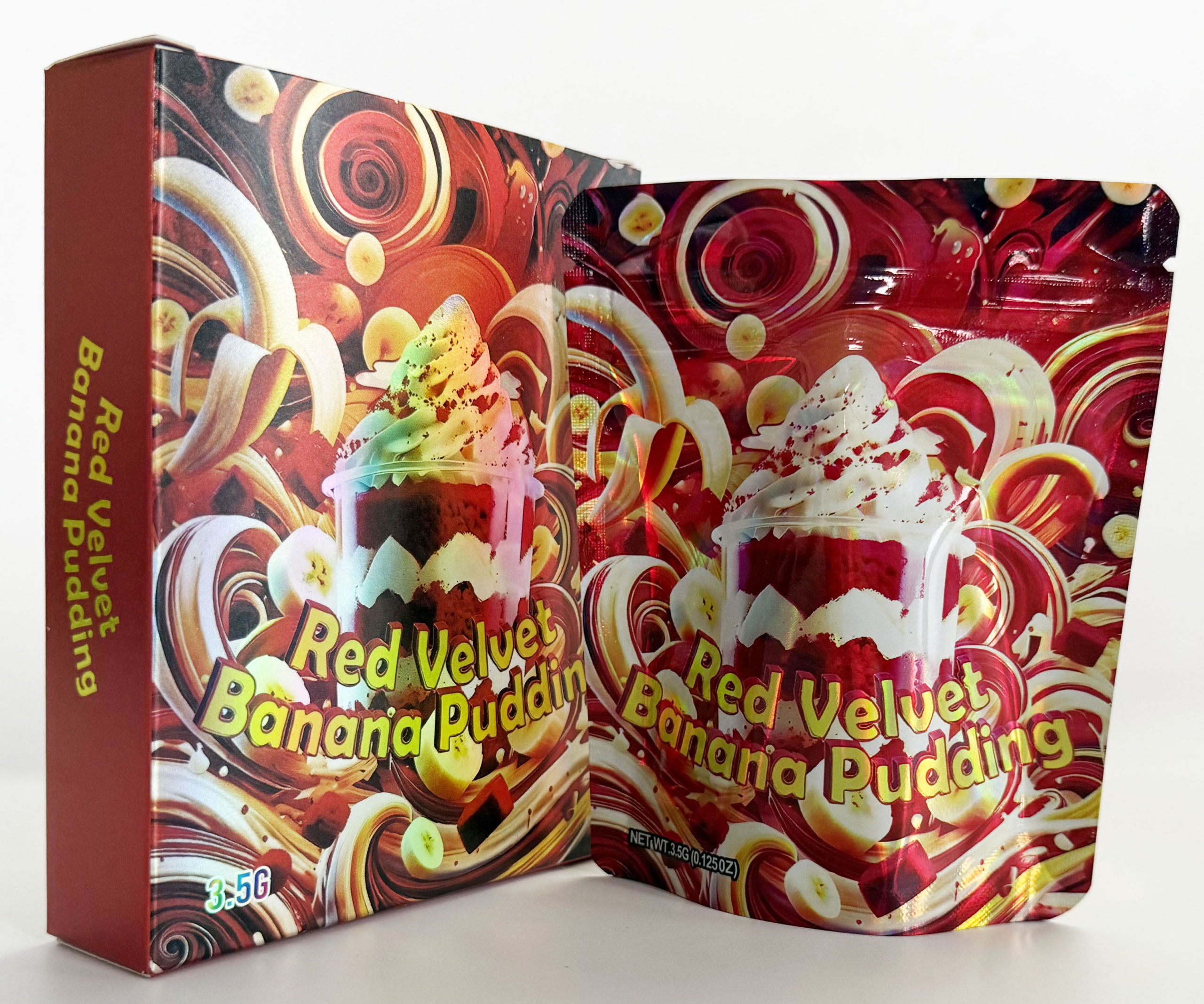 Empty Packing 3.5g Cannabis Mylar Bag and Box