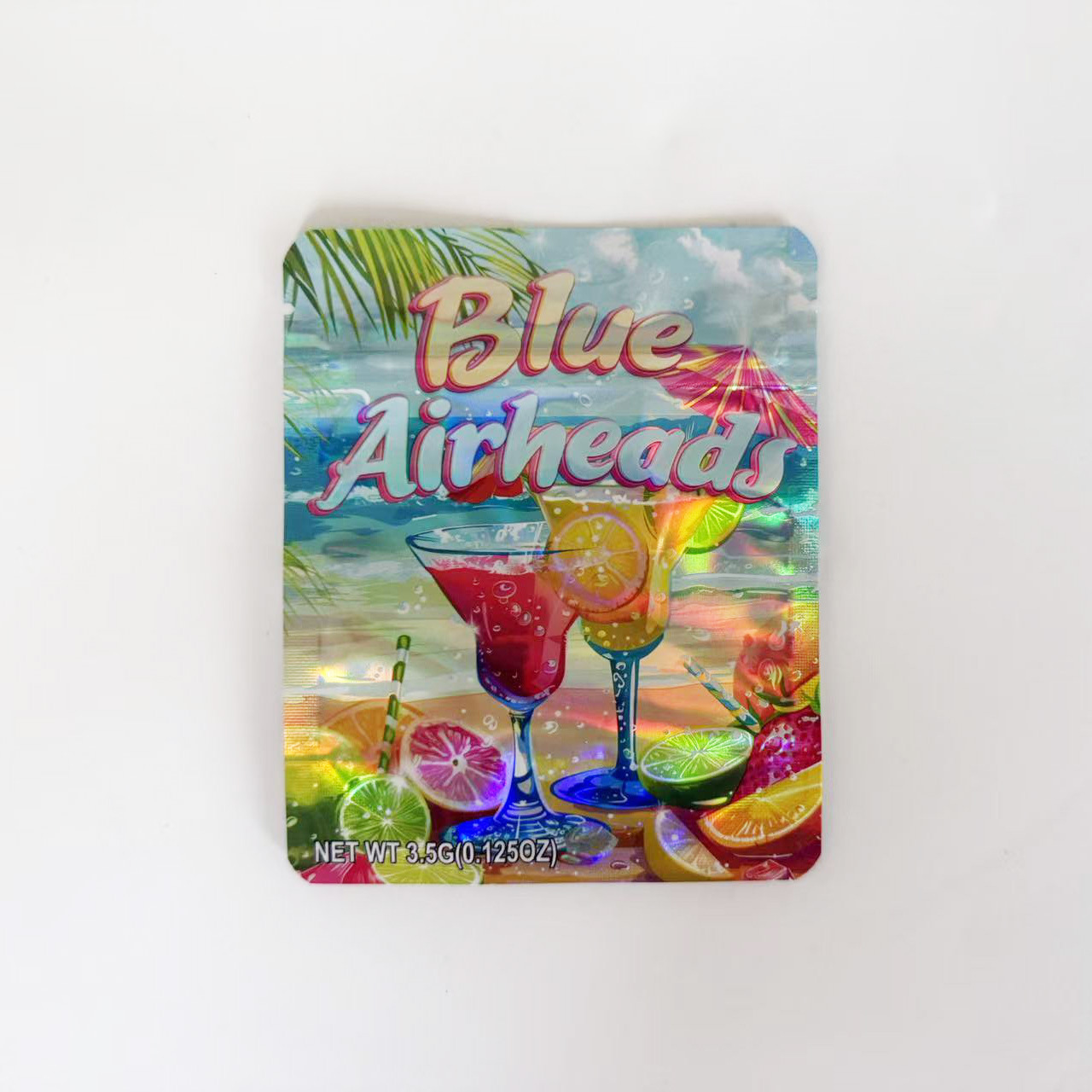 Empty 3.5g mylar bag - Blue Airheads holographic design