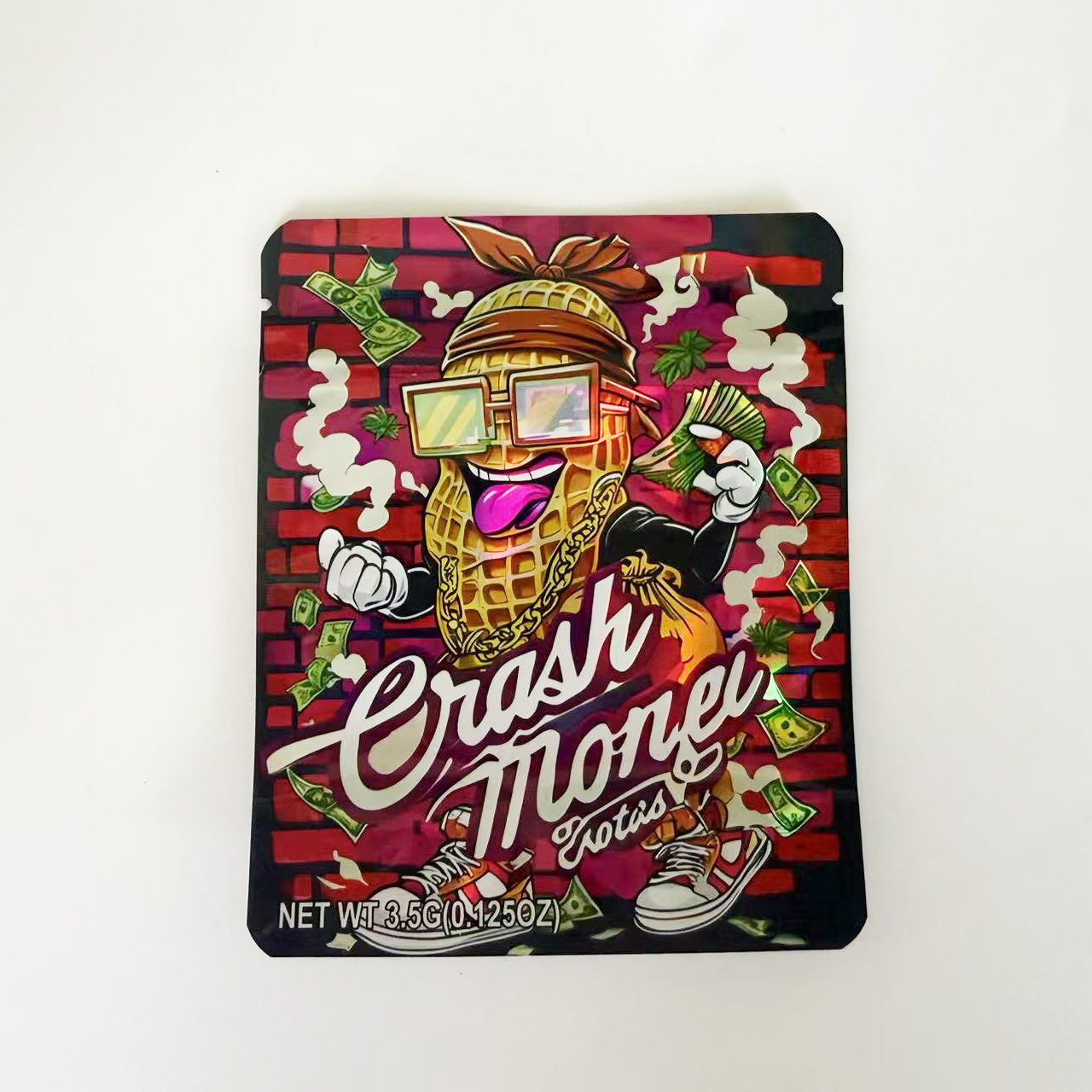 Empty 3.5g mylar bag - Crash Money holographic design