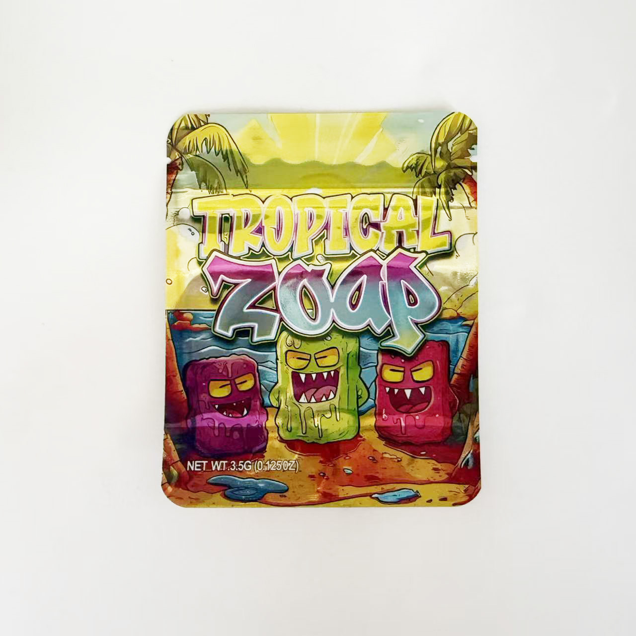 Empty 3.5g mylar bag - Tropical Zoap design