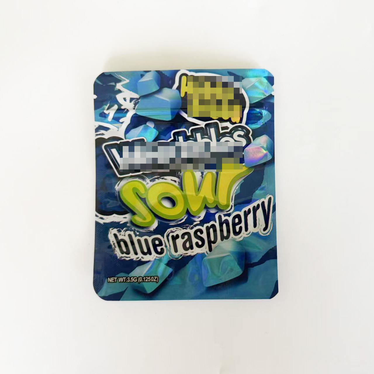 Empty 3.5g mylar bag - Weedable Sour Blue Raspberry design