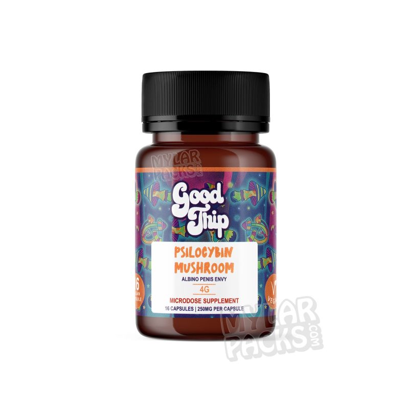 Good Trip 4g Empty Shroom Pills Vegan Capsules Bottle Psilocybin Packaging